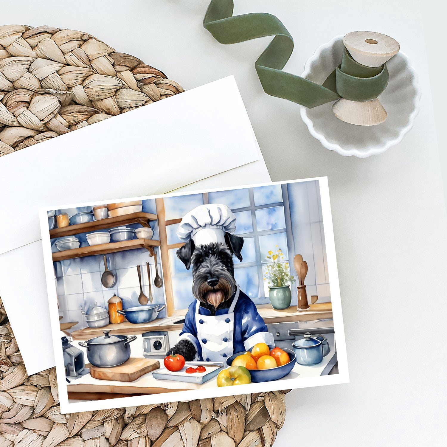 Kerry Blue Terrier The Chef Greeting Cards Pack of 8 7 in x 5 in