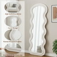 thumbnail image 4 of Floor Mirror, Wavy Full Length Mirror with Flannel Fabric, Large Standing Mirrors, 63"x24" Full Body Large Wall Mirrors, Freestanding, Wall Mounted, Flannel Frame, Perfect for Bedroom, Living Room, 4 of 7