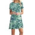 thumbnail image 1 of SMihono Robe Maxi Bohème d'Été pour Femmes Grande Taille Mode Féminine Col Rond Manches Courtes Imprimée Robe de Plage, 1 of 4