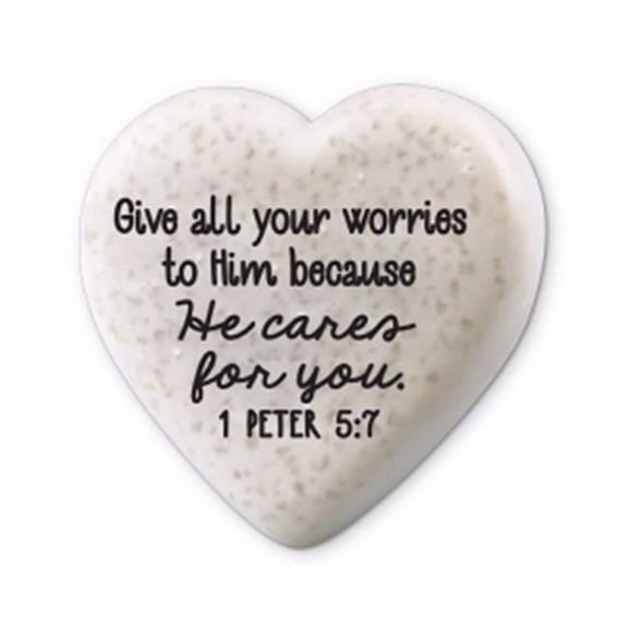 Lighthouse Christian Products 135467 2.25 x 2.25 in. Scripture Stone Plaque - Hearts of Hope No.40738