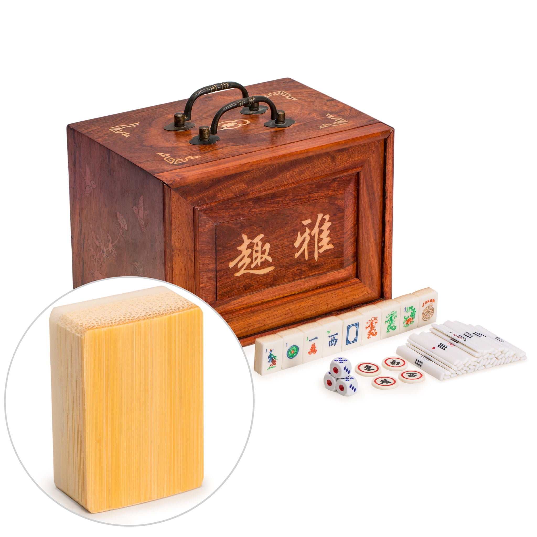 Traditional American Mahjong Set, Bats - Bone & Bamboo Tiles, Rosewo –  Yellow Mountain Imports