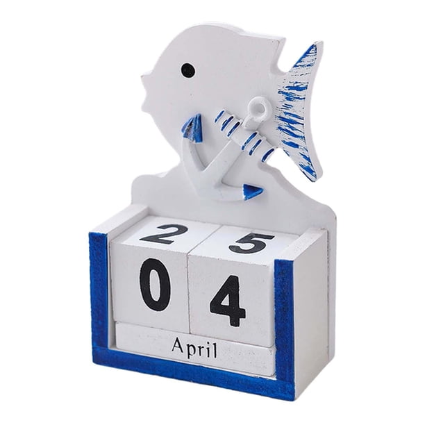 Calendario de bloque de escritorio, calendario perpetuo con tapa, duradero, creativo, calendario perpetuo de madera, calendario diario para escuela y Estilo D Macarena Calendario de bloques de escritorio