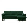 thumbnail image 4 of 88" Convertible Sectional Sofa with Pull-Out Bed, Modern Tufted Velvet Upholstered Corner Sofa Bed with Reversible Storage Chaise and 2 Pillows, 3-seat L-Shaped Sofa Couch for Living Room Office Green, 4 of 7