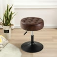 thumbnail image 6 of Wubio Faux Leather Round Ottoman Stool, Modern Upholstered Padded Pouffe Makeup Accent Stool for Bedroom Living Room Entryway，Brown, 6 of 16