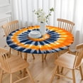thumbnail image 3 of Orange Blue Tie Dye Mandala Pattern Round Fitted Tablecloth with Elastic Edge,Dining Table Cover Waterproof,Outdoor Round Tablecloth for Camping,Dining,Indoor and Outdoor, 3 of 7