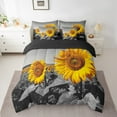 thumbnail image 2 of Erosebridal Hippie Sunflower Bedding Sets King Size, Chic Flower Floral Comforter Sets with Sheets, Orange Gray, Reversible 7 Pieces, 2 of 4