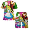 thumbnail image 2 of Alice in Wonderland Boys Girls Short Sleeve Mesh T-Shirt And Shorts Outfit Set Summer Clothes Set for Kids, 2 of 8