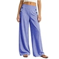 thumbnail image 4 of KIHOUT Womens Striped Waist Wide Leg Pants High Rise Elastic Back Casual Loose Fit Straight Leg Trousers with Pockets Daily Wear, 4 of 7