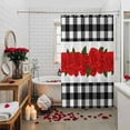 thumbnail image 5 of Valentine's Day Shower Curtain Red Roses Bathroom Curtains with Hooks, Waterproof Fabric Romantic White Buffalo Plaid Bath Shower Curtains Set for Bathroom Bathtubs Valentines Decor 72x72 Inch, 5 of 9