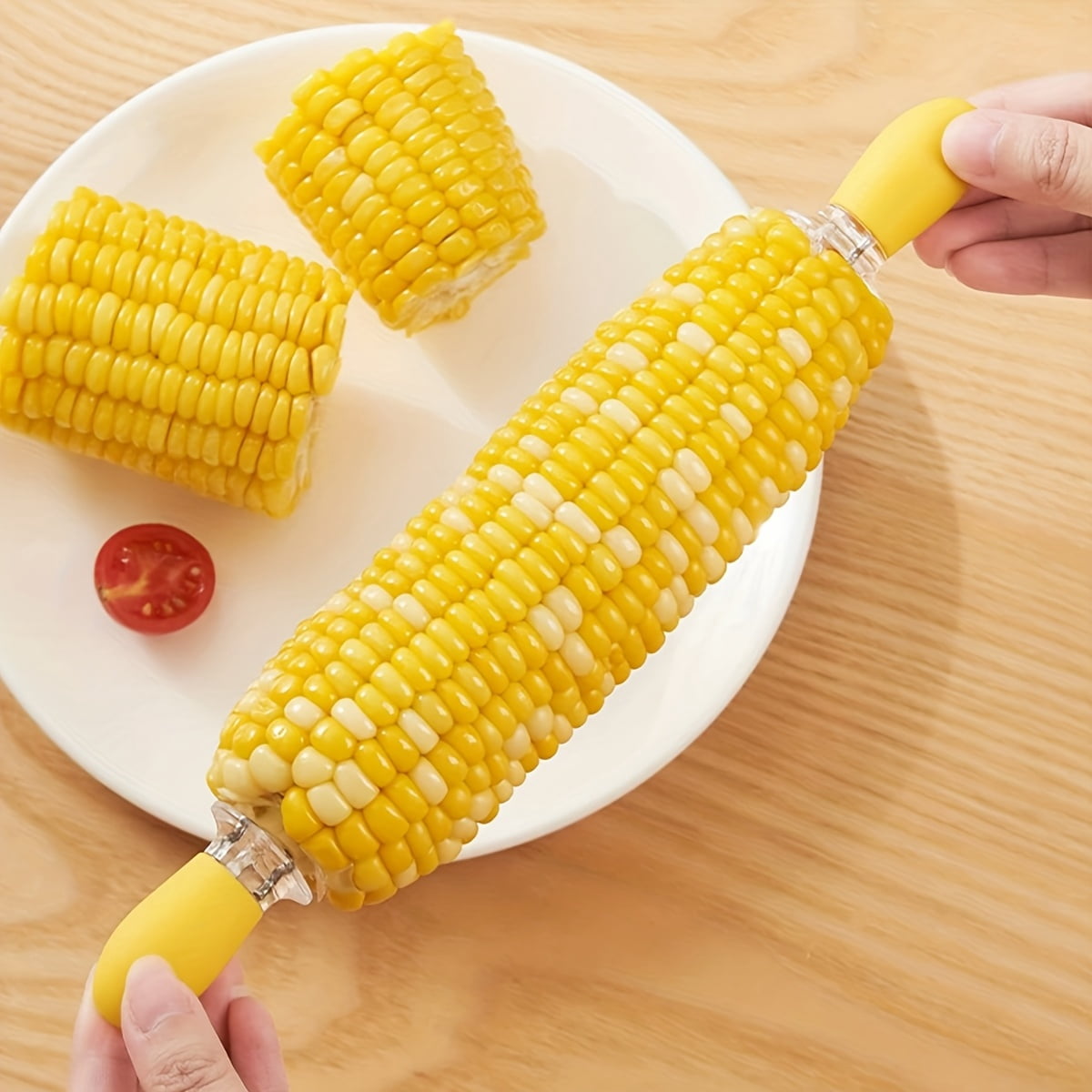 Stainless Steel Corn on the Cob Holders Set, Yellow Silicone Handle Corn Forks with Double Prongs for BBQ Grilling and Cooking, Corn Skewer Picks