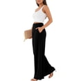 thumbnail image 5 of YIFUNIN Women's High Waisted Wide Leg Pants, Loose Straight Leg Flowy Trousers for Office Commute, Versatile Professional Casual Wear,Black L, 5 of 6