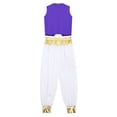 thumbnail image 4 of Alvivi Kids Boys Arabian Prince Cosplay Costume Party Performance Waistcoat Vest Loose Pants Dark Purple 8, 4 of 7