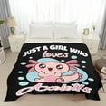 thumbnail image 4 of Soft Flannel Blanket Just Girl Who Loves Axolotls Lightweight Plush Throw Air Conditioner Quilt for Women Men Couch Bed Sofa Decorative Blankets 30"x40", 4 of 6