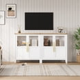thumbnail image 2 of Almacenamiento elegante y funcional para el recibidor – Aparador de 73 cm con puertas de vidrio y estante – Mueble rústico blanco con detalles en madera natural para cocina–Contraste blanco y madera, 2 of 8