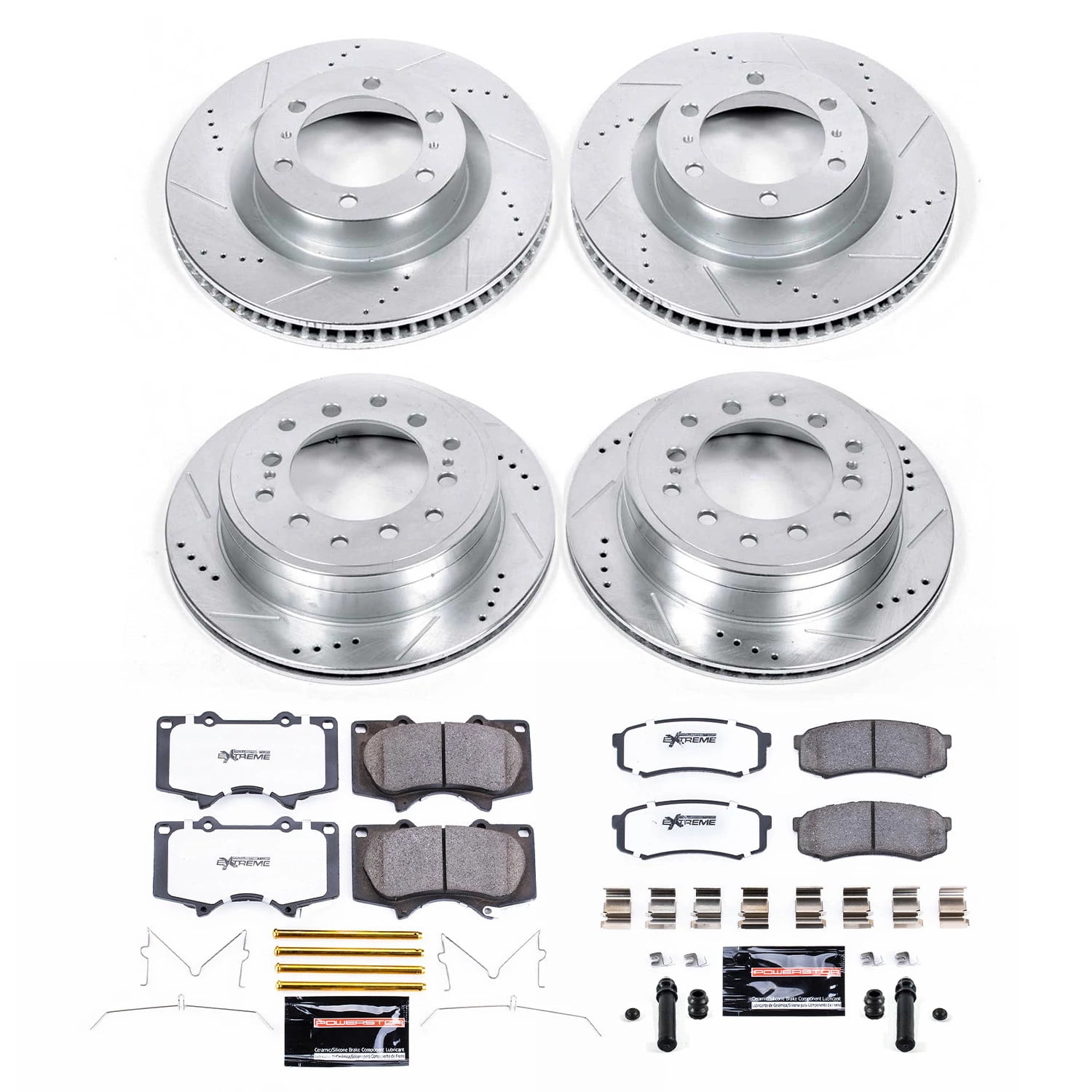 PowerStop Front and Rear Z36 Truck & Tow Carbon-Fiber Ceramic Brake Pad and Drilled and Slotted Rotor Kit Fits: LEXUS TOYOTA Select Models K5874-36