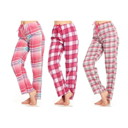 

Women’s Flannel Pajama Pants - Ladies’ Soft Plaid Pajama Pants - Comfortable pajama pants for women- Lounge Pants-Pack Of 3
