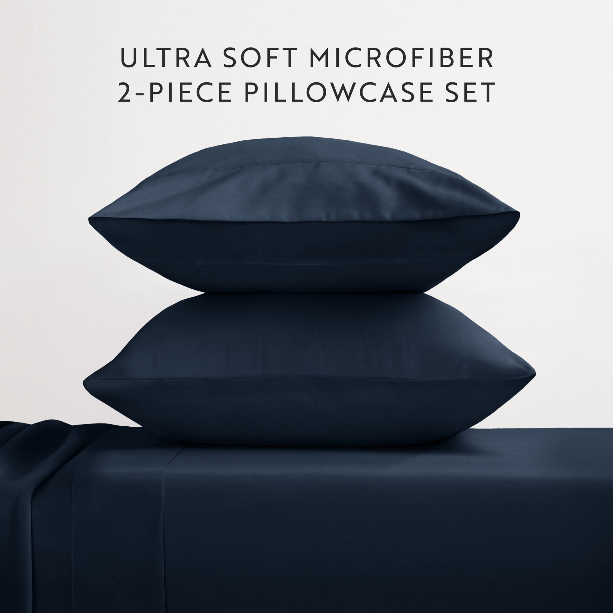 Noble Linens 2 Piece Pillow Case Set, Navy, Standard/Queen