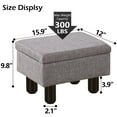 thumbnail image 6 of IVV Upholstered Storage Ottoman in Dark Green, Modern Linen Footrest Padded Step Stool Seat, Low Side Table with Wooden Legs, for Bedroom Living Room Small Space, 6 of 6