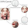 thumbnail image 3 of 4Pcs Makeup Canvas Wall Art Fashion Pictures Wall Decor Modern Woman Cosmetic Perfume High Heels Lipstick Painting Posters Beauty Room Decor for Bedroom Bathroom 8 x 10 Inch-Unframed, 3 of 7