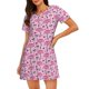 thumbnail image 1 of Fotbe Cute Watermelon Flamingo Bata de Dormir para Mujer con Estampado, Camisón de Algodón de Manga Corta, Ropa de Dormir Casual, 1 of 6
