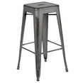 thumbnail image 3 of BizChair Commercial Grade 4 Pack 30" High Backless Distressed Silver Gray Metal Indoor-Outdoor Barstool, 3 of 13