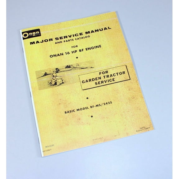 Wheel Horse D-160 Onan Bf Ms Engine Garden Tractor Service Parts Manual
