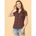 thumbnail image 3 of DARING DIVA Women's Casual Boyfriend Plaid Button Down Flannel Shirt XS Red Green, 3 of 6