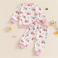 thumbnail image 5 of Coerni Toddler Baby Girl Fall Winter Outfits 6 12 18 24 Months Girl Long Sleeve Sweatshirt Tops Pants 2Pcs Clothes Set, 5 of 9