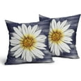 thumbnail image 3 of Summer Daisy Floral Pillow Covers 20X20 Inch Set of 2 White Petal Flower Bloom Decorative Pillow Cases Navy Blue Seasonal Cotton Linen Cushion Case Farmhouse Home Decor for Sofa Couch Porch Outdoor, 3 of 6
