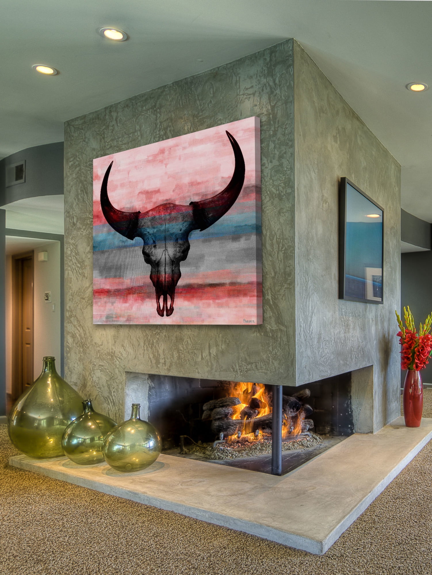 Parvez Michel Inc Parvez Taj - Pastel Skull Painting Print on Canvas - Multi-color