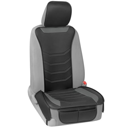 Condition photo showing Good Condition for motor trend luxefit gray faux leather front seat cover for cars trucks suv 1 piece set padded car seat protector
