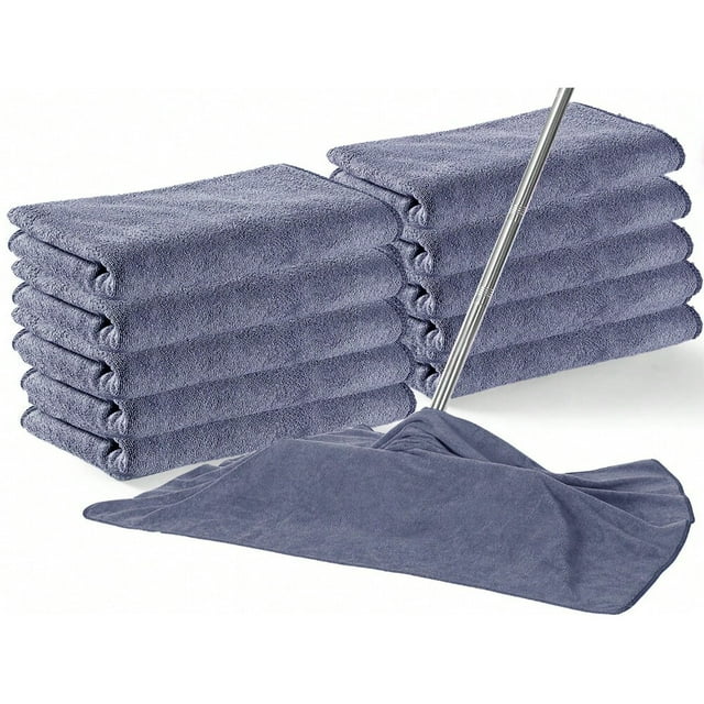 YOPTOP 10 Pcs Microfiber Cleaning Cloth Large Floor Microfiber Towel Reusable Washable Free Lint Free Cloth Rag For Squeegee Mop Floor Window Housekeeping