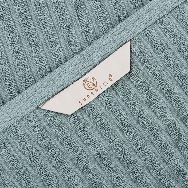 Superior Soho Ribbed Cotton Absorbent Bath Towel Set of 4, Basil