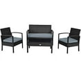 thumbnail image 5 of Aimee Lii 4 Pieces Outdoor Rattan Patio Conversation Set, Wicker Patio Furniture Set with with Loveseat and Table, Black, 5 of 10