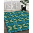 thumbnail image 3 of Ahgly Company Machine Washable Indoor Round Transitional Medium Teal Green Area Rugs, 4' Round, 3 of 7