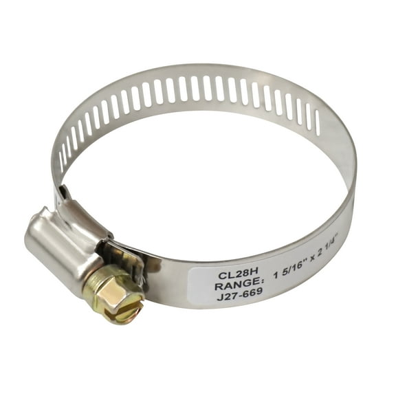 Stainless Steel Hose Clamp, 1-5/16" to 2-1/4", 5/16" Screw Head, J27-669, CL28H