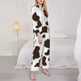 thumbnail image 3 of Vsdgher Brown Cow Pajamas Set Long Sleeve Sleepwear Womens Button Down Nightwear Pj Sets-Large, 3 of 7