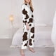 thumbnail image 3 of Fotbe Brown Cow Conjunto de Pijama de Manga Larga para Mujer con Estampado, Ropa de Dormir de 2 Piezas, Conjunto de Casa Suave y Cómodo con Bolsillos-Small, 3 of 7