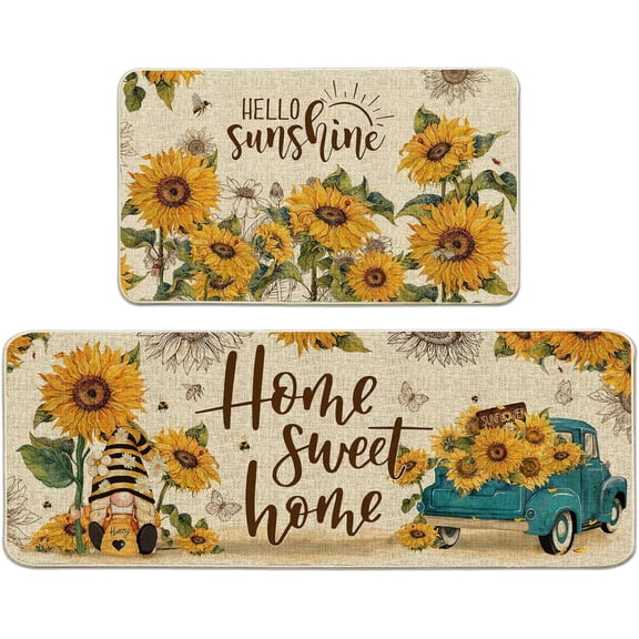 Sunflower Kitchen Rugs and Mats Set of 2, Sunflower Kitchen Mats, You are My Sunshine Farmhouse Anti Fatigue Mats for Floor Decorations, Sunflower Kitchen Decor 17x29 Inch-17x47 Inch