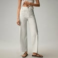 thumbnail image 2 of Mohiass Womens Stretch Twill Pants Casual High Waisted Wide Leg Cropped Pants Straight Leg Ankle Chino Pant with Patch Pockets White S, 2 of 9