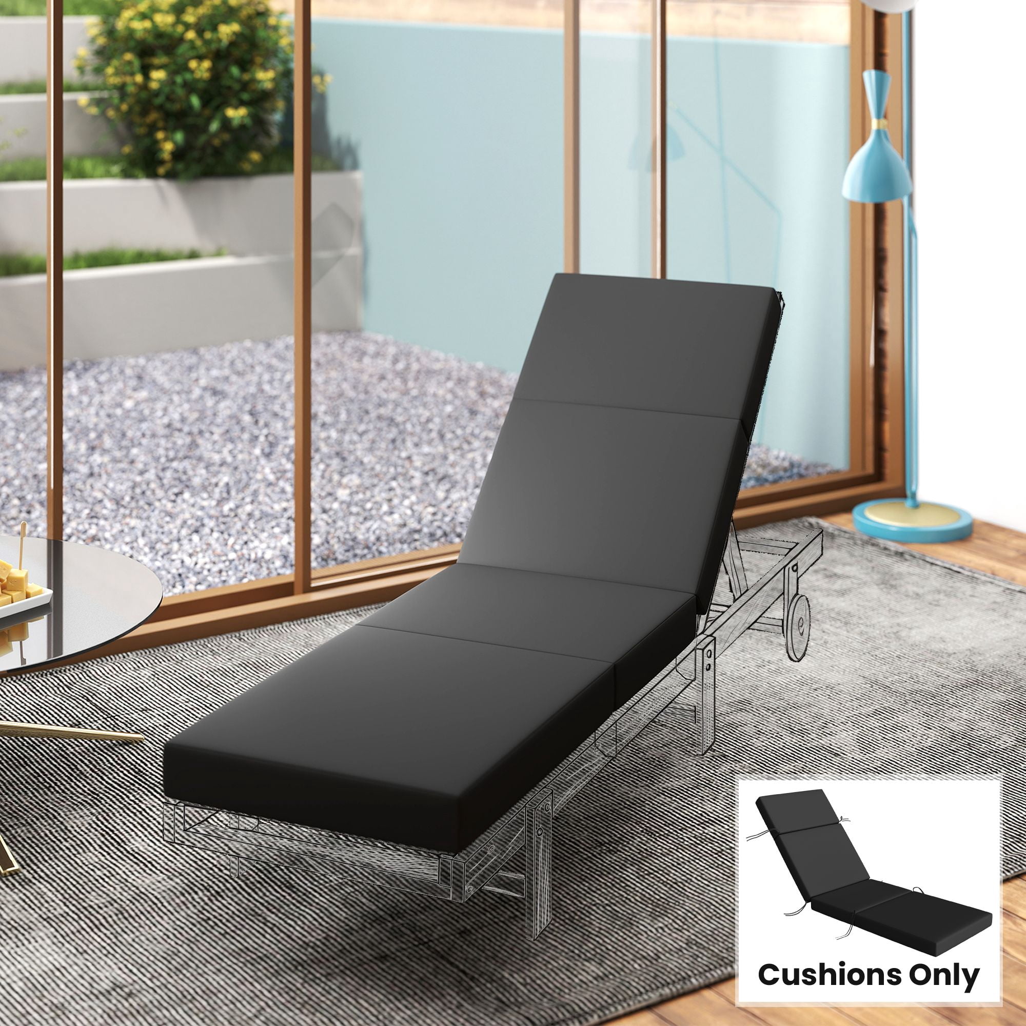 Alvantor Chaise Lounge Cushion 4" Lounge Chair Cushion for Outdoor 21" x 72 ",Gray