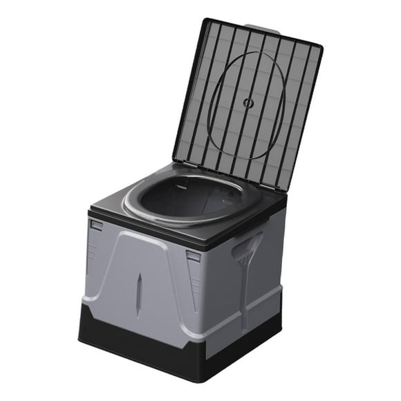 Inodoro plegable para acampar, inodoro portátil para acampar, para adultos y niños, multifuncional. Negro Gris