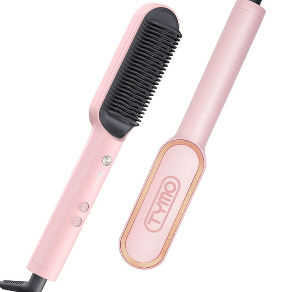 TYMO Ring Hair Straightener Brush â Hair Straightening Iron with Built-in Comb, 20s Fast Heating & 5 Temp Settings & Anti-Scald, Perfect for Professional Salon at Home, Sakura