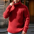 thumbnail image 6 of Ceisia Mens Thick Ribbed Turtleneck Knitted Sweater Long Sleeve Solid Color Warm Casual Pullover Top Red XXL Gift, 6 of 8