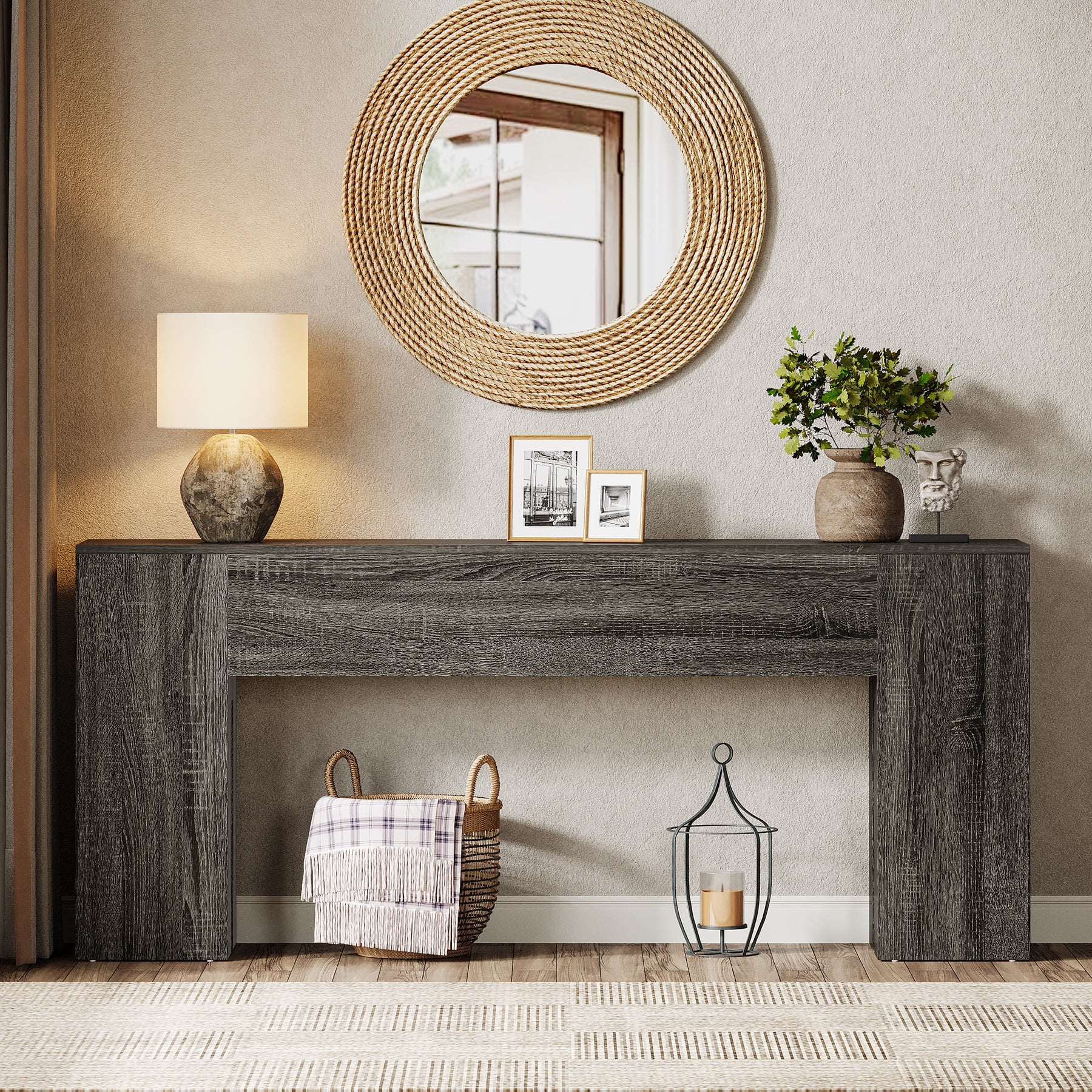 Tribesigns 71-inch Long Console Table for Entryway, Farmhouse Sofa Console Behind Couch, Entry Table for Hallway, Foyer, Living Room, Gray