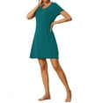 thumbnail image 4 of INSPIRE CHIC Women's Sleepshirt Short Sleeve Ruffle Nightgown Sleep Dress Loungewear Nightshirts XL Peacock Green, 4 of 6