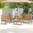 thumbnail image 1 of Costway 4 PCS Patio Wood Furniture Set with Loveseat, 2 Chairs & Coffee Table for Porch Grey, 1 of 10