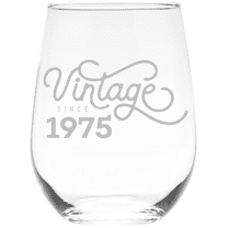C&M Personal Gifts 17 oz Vintage 1975 Stemless Wine Glass