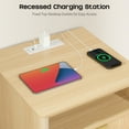 thumbnail image 4 of Fluted Nightstand with Charging Station, Bedside Table with 2 Drawers and Storage Shelf, Mid Century Modern Side Table for Bedroom Living Room,Natural, 4 of 11