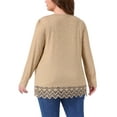 thumbnail image 3 of Blusas de Talla Grande para Mujeres Agnes Orinda de Manga Larga con Cuello Cuadrado, Blusa de Otoño Invierno con Encaje en el Dobladillo 3X Caqui, 3 of 5